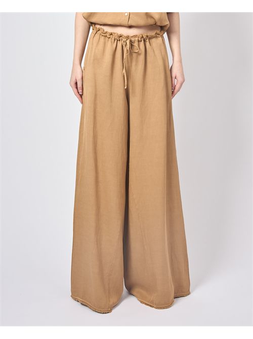 Manila Grace Women's Palazzo Pants in Linen MANILA GRACE | P014RUMA635